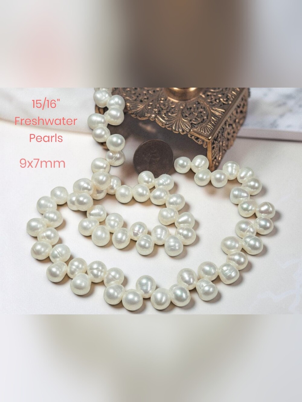Freshwater Pearl Beads For Jewelry Making White Pearlescent Strand Great Luster